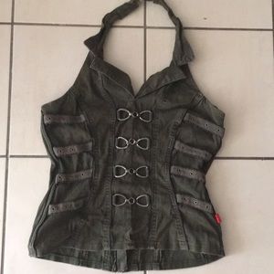 SOLD DONT BUY halter corset top. Goth, emo punk